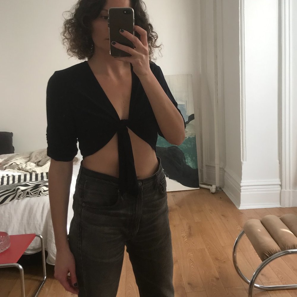 Vintage Cropped Navy tie top—